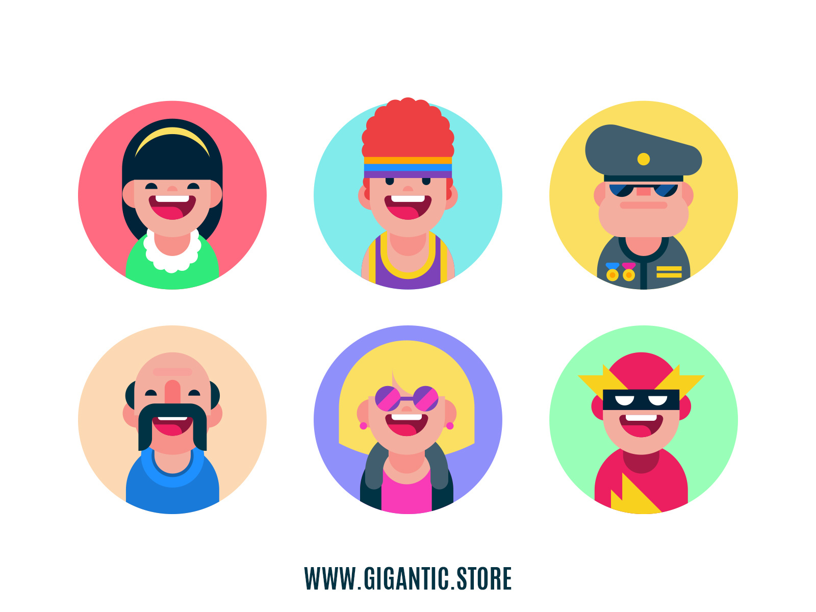 Avatar Icons People flat on Yellow Images Creative Store